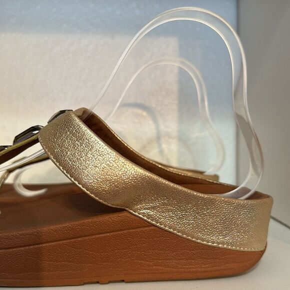 Fitflop Roka Womens Embellished Gold Thong Platform Summer Comfort Sandals - Picture 6 of 12